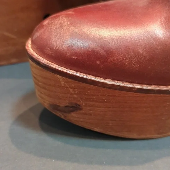 Free People Brown Leather Chance Clog w/Wood Heel Size EU 41 - Picture 7 of 14